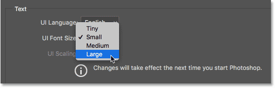 keys to increase font size in photoshop for mac